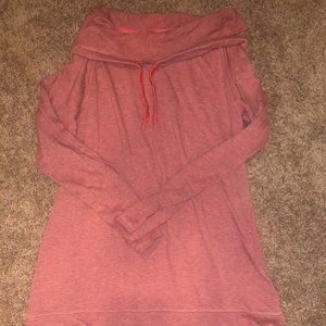 Super Soft Cowl Neck Athletic Sweatshirt in Peach. Absorb moisture & lightweight